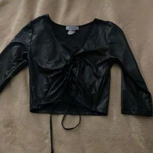 M leather crop top